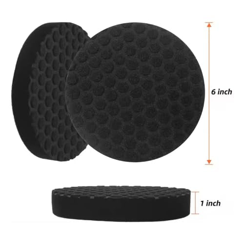 eQualle 6 Inch Buffing Pads for Car Polishing - 5 Pack Foam Polisher Pads with Hook and Loop - Fits Drill, DA Polisher - Auto Detailing, Waxing, Scratch Removal