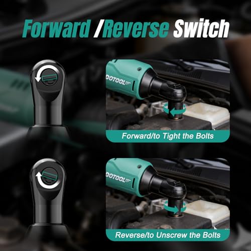 Dotool 3/8'' Cordless Electric Ratchet Wrench Set,40Ft-Lbs,12V Power Ratchet Wrench Kit with 2 X 2.0Ah Battery, Variable Speed Trigger,6pcs Standard Sockets,1/4'' Adapter,3 inch Extension Bar