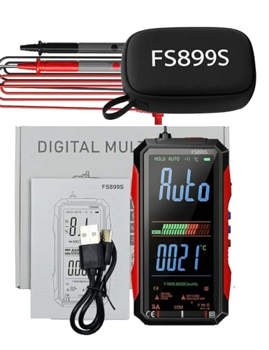 FS899S Smart Digital Multimeter, Automatic True RMS 6000 Counts, USB Rechargeable Voltmeter Ohmmeter with Full-Color LCD, Voice Broadcast & NCV, Volts Amp Ohm Tester for Automotive & Electricians