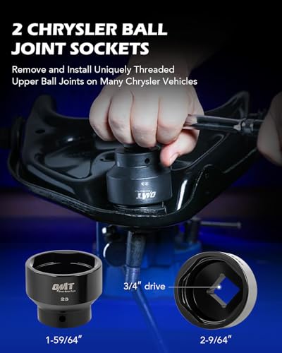 Orion Motor Tech Ball Joint Removal Tool Kit, 23pc Ball Joint Press & U Joint Removal Kit with Sockets and Universal Adapters, Heavy Duty Ball Joint Tool Set for Most 2WD 4WD Cars Trucks SUVs, Black - color: Blue C-Frame with Black Case