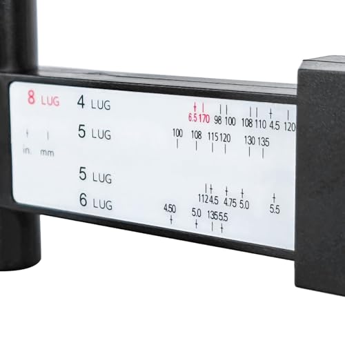 Wheel Bolt Pattern Measuring Tool, PCD Gauge for Wheel/Rim Lug Pattern, Sliding Caliper Ruler for 4 5 6 8 Lugs, Universal for Car Truck SUV Trailer