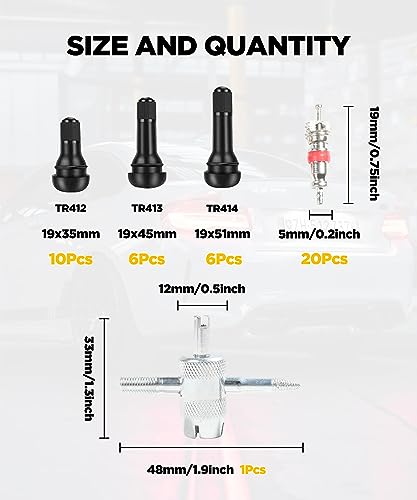 AOCISKA Tire Valve Stem Puller Tools Set,Includes Valve Stem Cores,4 Way Valve Core Remover,Single Head Tire Valve Core Remover,Valve Stem Installer, Tire Repair Schrader Valve Tool