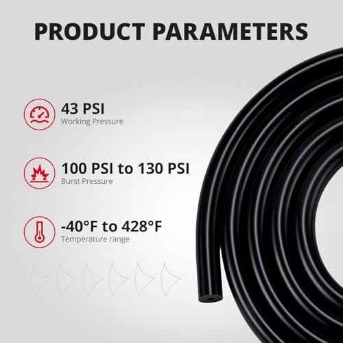 EVIL ENERGY 1/8 5/32 3/16 1/4 5/16 3/8 Silicone Vacuum Tubing Hose Line Kit 5FT 130PSI Max Pressure Black (3mm 4mm 5mm 6mm 8mm 10mm) - size: 5FT