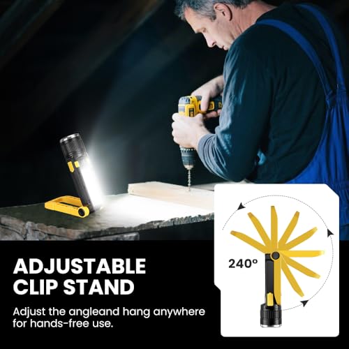 Rechargeable LED Magnetic Work Light, Portable Work Lights, 7 Flashlight Modes with 360° Rotating Hook and Carabiner, USB Charging for Camping, Hunting, and Car Repairs(2 Packs) - size: 2 Pack Yellow