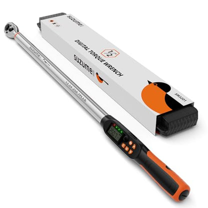SUZUME Digital Torque Wrench 1/2 Drive (12.5-250.7 Ft. Lb/ 17-340 N.m) | ±2% Accuracy with Certify Beep and LED Alarm Peak & Track Dual-Direction Auto Truck SUV Vehicle Tire Machine - size: 12.5-250.9 Ft. Lb, style: 1/2-Inch