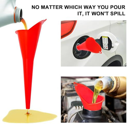 Long-Neck Oil Funnel for Automotive – Multi-Function Plastic Funnel for Oil, Gas & Lubricants – Universal Car Accessory (Red (1-Pack)) - color: Red (1-Pack)