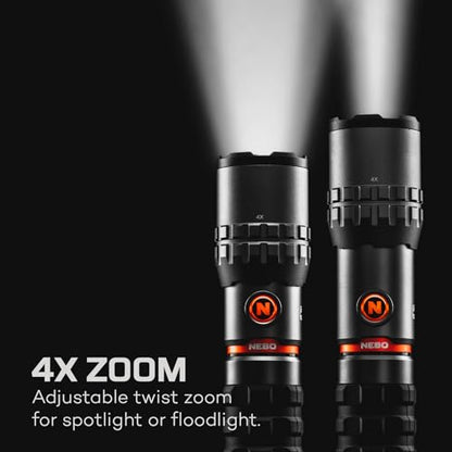 NEBO SLYDE King 2K Flashlight | Powerful 2000 Lumen LED Flashlight & 500 Lumen COB Work Light, USB-C Rechargeable, IPX7 Waterproof, Magnetic Base, Zoomable, Versatile Tactical Handheld Light - Orange - color: 2000 Lumens - Orange