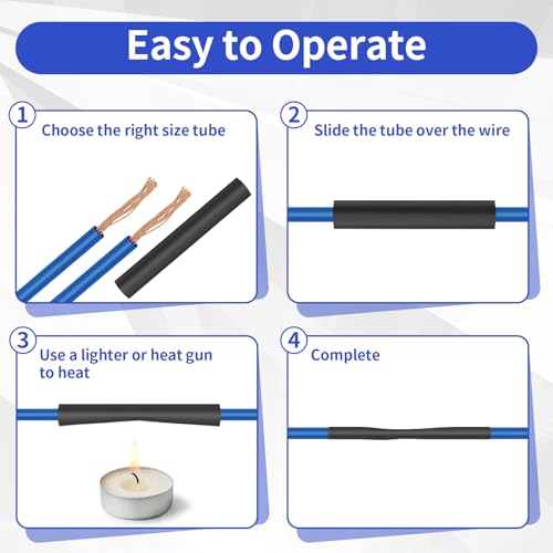 420 pcs Heat Shrink Tubing Kit, 3:1 Ratio Adhesive Lined, 7 Sizes | Marine Heat Shrink Wrap Tubing. Waterproof Black Heatshrink Tubes for Industrial, Electrical, Cable Repair