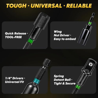 Upgraded 54-Piece Impact Magnetic Nut Driver Set, 1/4" Metric & SAE Impact Drill Driver Bit, Wing Nut Driver, Screwdriver Bit, Socket Adapters, Quick-Release Extension, Bit Extension Holder