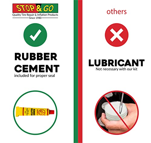Stop & Go 8065 12 Piece Tubeless Tire Repair Kit with Rope Plugs and CO2 Inflation for Punctures and Flats on ATV, Golf Cart, Mower, & Utility Vehicle (5 Plugs)