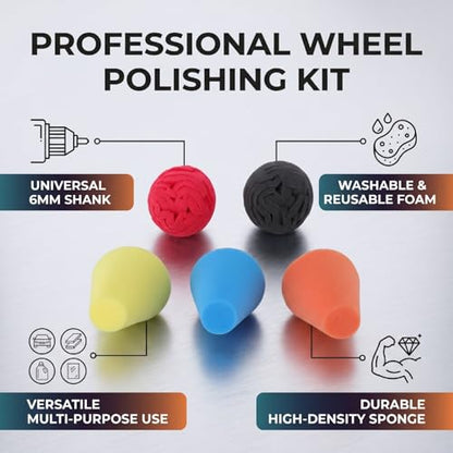 5PCS Polishing Cones, car Wheel Drill bit Sponge pad Set, car polishing Machine Set Compatible with Standard Household Electric Drill.