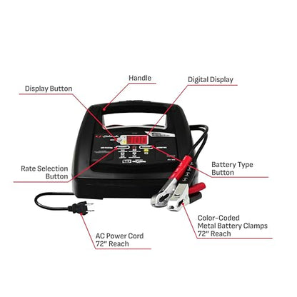Schumacher Electric 6A Car Battery Charger and 85A Engine Starter, 6-in-1 Solution, Maintainer, 30A Boost, for 6V/12V Power Sport, Automotive, and Marine Batteries, SC1307