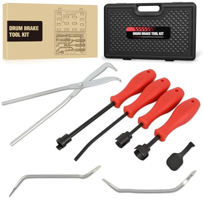 GOOACC 8PCS Drum Brake Tool Kit Brake Tool Set with Drum Brake Spring Tool Installer, Remover, Compressor, Retainer, Pliers and Adjustment Spoons Set Brake Tools for Automotive Installer Remover Black - color: 8pc Brake Tool Black