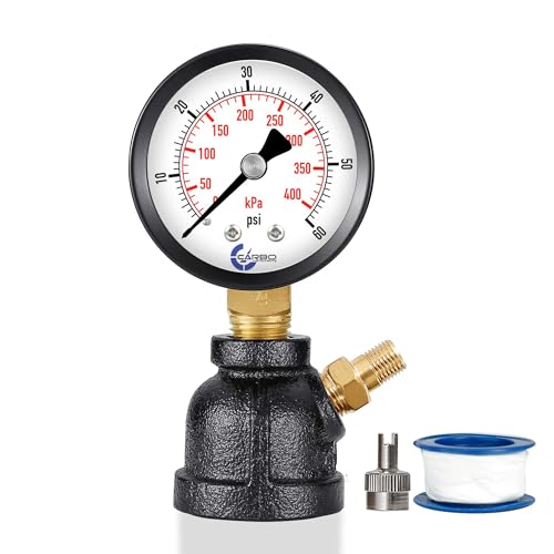 Gas Test Pressure Gauge 60 Pound, 60 PSI / 400 kPa, 3/4” FNPT Connection, Brass Valve, Forged Steel Bell Shape Body Assembly. - size: 3/4" FNPT 0-60 psi, style: Steel Black