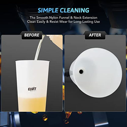 OMT Engine Oil Funnel Set, 2-Quart Spill-Free Filling Kit, 8 Adapters | Nylon & Steel Build; Flexible Extension Tube, No-Mess Refills, Coolant & Fluid Changes, Automotive Mechanics, DIY Vehicles