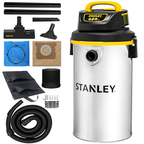 STANLEY Wet Dry Vacuum,4.5 Gallon 4HP Wall Mounted Shop Vac,26 Cleaning Ranging Stainless Steel Tank,Garage/ Home/Upholster/Laundry/Rooms Vacuum SL18133 - color: Sl18133