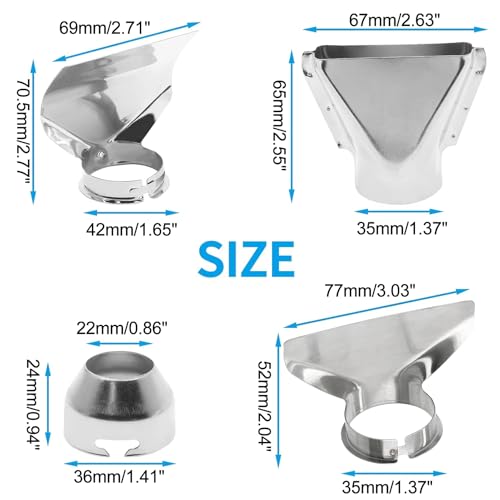 4 Pcs Heat Gun Nozzles Kit, Stainless Steel Reflector Nozzle Hot Air Gun Accessory for Hot Air Gun Soldering Station Nozzle Tool - size: Style 2 (4 pcs)