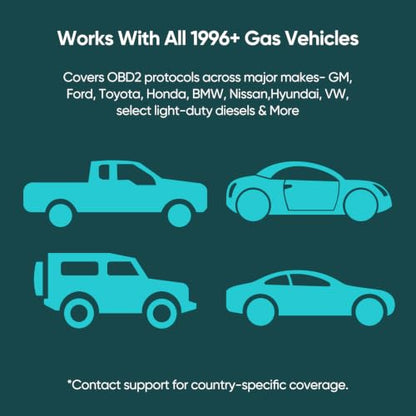 Bluetooth OBD2 Car Scanner & Code Reader with Find M Tracker for iPhone iOS Android - No Monthly Fee, Diagnose Engine ABS SRS & 7000+ Faults for Vehicles 1996 and Newer (Green) - color: Green