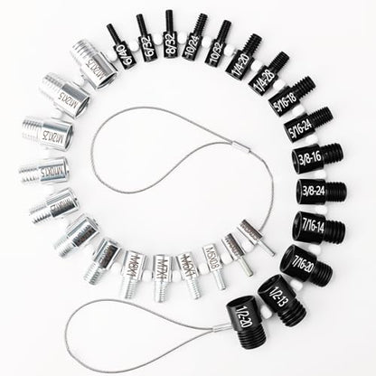 Nut and Bolt Thread Checker, Bolt Size Finder, 28 Male/Female Thread Gauges (15 Inch & 13 Metric) Thread Checker Standard and Metric, Bolts and Nut Identifier Gauge - size: 28 Gauges (15 Inch & 13 Metric)