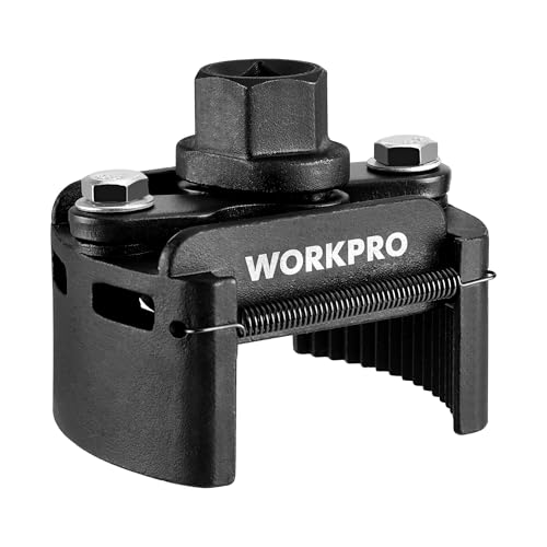 WORKPRO Universal Oil Filter Wrench (2-3/8 to 3-1/8") Adjustable with Auto-Clamp Spring, Oil Filter Removal Tool, Oil Filter Change Set, Ideal for Engine Filters, Conduit, & Fittings