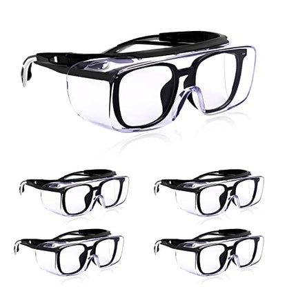 MORK&SUKY Safety Glasses Fit Over Prescription Eyeglasses, ANSI Z87 Certified,Anti-Fog Eye Protection for Men and Women. - color: Black/Gray（5pack）