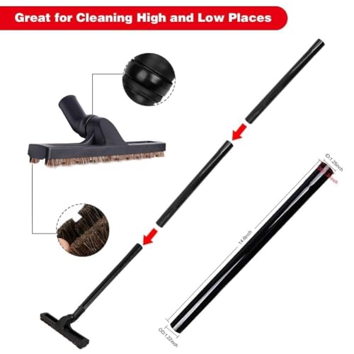 12 Pcs Vacuum Attachments Kit, Universal 2 1/2" 1 7/8" 1 3/8" to 1 1/4" Hose Adapters & Brushes & Wand Compatible with Shop Vac Accessories for Household Workshop Garage Cleaning - size: 12 Pack