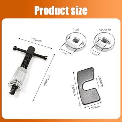Car Brake Piston Wind Back Tool, Alloy Auto Rear Brake Pad Replacement Tool, Brakes Caliper Reset Adjustment Kit, Universal Repair Accessories for Cars (Silver)