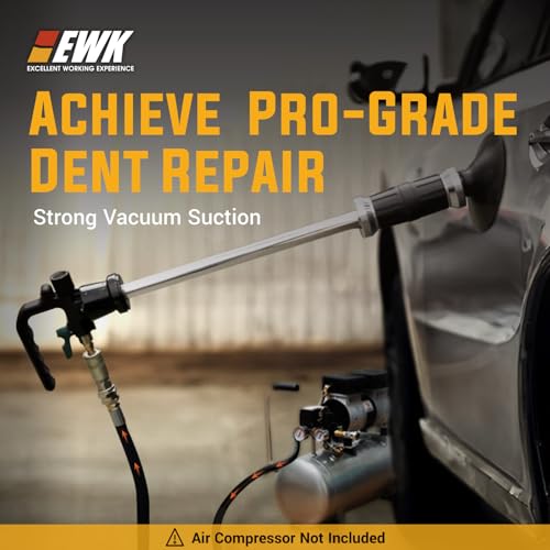 EWK Pneumatic Car Dent Puller Kit, Air Compressor Suction Cup Dent Puller with 75mm 100mm 125mm Cups, Slide Hammer Paintless Dent Removal Tool for Auto Body Repair