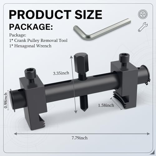Pulley Puller Tool with 17mm Hex Wrench,40-160mm Adaptable Crankshaft Pulley Removal Tool for Crankshaft,Water Pump,Professional Crank Pulleys Removal Tools Automotive Tools