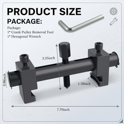 Pulley Puller Tool with 17mm Hex Wrench,40-160mm Adaptable Crankshaft Pulley Removal Tool for Crankshaft,Water Pump,Professional Crank Pulleys Removal Tools Automotive Tools