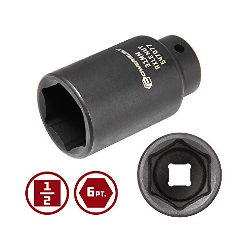 Powerbuilt 31mm Axle Nut Socket, 1/2-Inch Drive, 6 Point, Remove Front Wheel Drive Axles Shaft Nuts - 647077 - size: 31mm