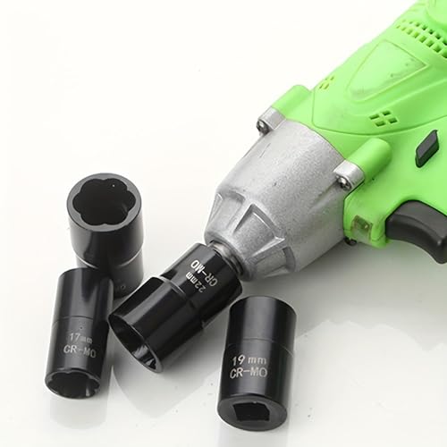1/2” Drive Impact Bolt Nut Extractor Set, 5pcs Locking Wheel Lug Nut Remover Kit 17mm 19mm 21mm 22mm Twist Socket Tool Set Including a Punch Rod - size: 17-22mm 5pcs