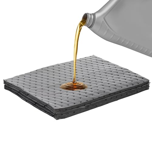 10 PCS Oil Absorbent Pads, 13" x 10" Reusable Polypropylene Oil Spill Pads with High Absorbency, Spill Control Supplies Absorbing Mats Suitable for Automotive Workshop - color: 10 PCS