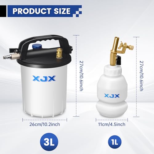 XJX 3L Vacuum Brake Bleeder Kit,Pneumatic Brake Fluid Bleeder Kit,Air Pressure Brake Bleeder Extractor Vacuum Pump Kit with 1L Refilling Bottle and Adapters-06