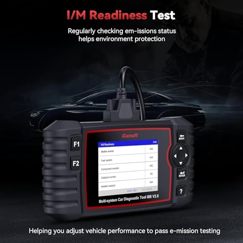 iCarsoft MB V2.0 OBD2 Scanner Diagnostic Tool for Benz/Sprinter/Smart Full System Code Reader with 9 Resets Oil/SAS/EPB/ETC/BMS/BLD/INJ/SAS/TPMS Reset AutoVIN Free Update Live Data Battery Test CAN