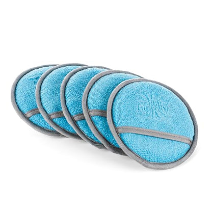 The Rag Company - Ultra No Soak Round Detailing Applicator - 70/30 Pearl Weave Microfiber for Applying Coatings, Dressings, Waxes, Sealants to Glass, Paint, Rubber, Leather, Plastic - 5 inch (5 Pack)