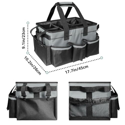 Boczif Cleaning Caddy Bag Wearable, Supplies Organizer With Handle, Shoulder Straps & Detachable Divide, Tool Organizers Tote for Cleaners & Housekeepers (Grey) - color: Grey