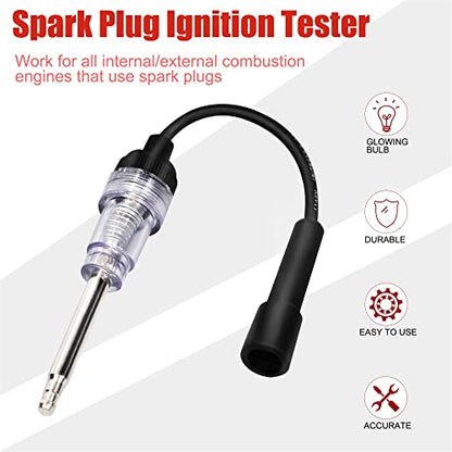 9Pcs Automotive Engine Compression Tester Kit for Small Engine, Fuel Pressure Gauge, Cylinder Leak Down Tester with Spark Plug Tester for Gas Petrol Engines - size: Gauge Set with Spark Plug Tester