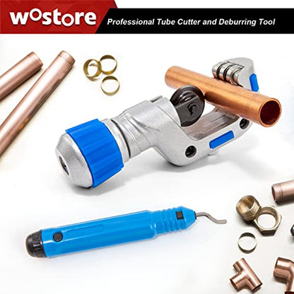 Wostore Flaring Tools Set 2 Flaring Bar for 15 Dies Sizes Eccentric Cone Refrigeration HVAC with Tube Cutter and Reamer - size: 15 Sizes Flare Tool