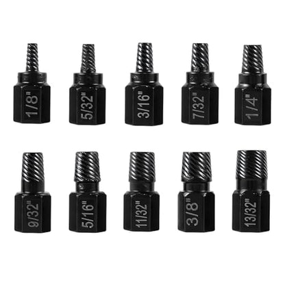 10PCS Damaged Screw Extractor Set, Easy Out Bolt Extractor Kit Heavy Duty Hex Head Bolt Extractor Set for Removing Broken Studs, Bolts and Screws