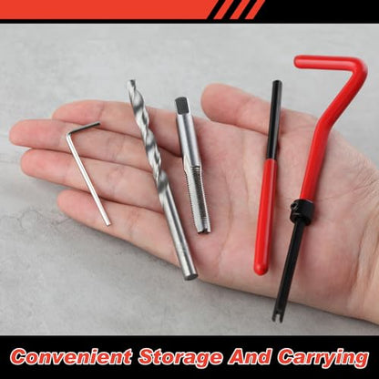 30 Piece M6 x 1.0mm Thread Repair Kit with HSS Drill Bit, M6 Metric Thread Repair Insert Kit, Portable Rethreading Tool Kits, Compatible Hand Tool Set for Auto Damaged Threads Repairing - size: M6 x 1.0mm
