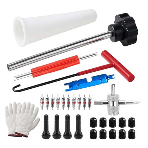 3PCS Tire Valve Stem Tool Kit Replacement Installation Set Red | Steel construction, valve removal and mounting functions, includes tire repair accessories, universal fit, car accessories - color: Black, size: 30PCS
