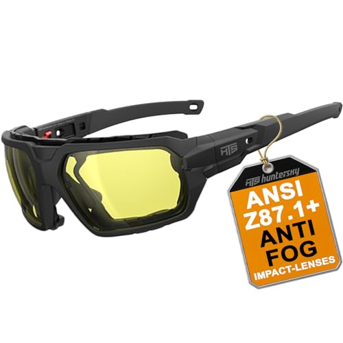 HTS HUNTERSKY Protective Powersports Motorcycle Anti Fog Riding Goggles Eyewear Padded Sunglasses Windproof UTV Spoggles - color: Black Yellow
