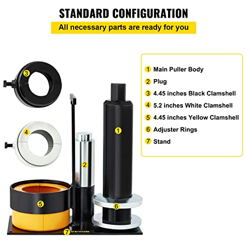 VEVOR Carrier & Pinion Bearing Puller, Compatible with Dana 30,40,50,60,70, 80, Ford 10.25" Bearings, Pinion Puller Tool with 3 Clamshells, 45# Steel Clamshell Bearing Puller for Auto Repair - style: 2-Piece Bearing