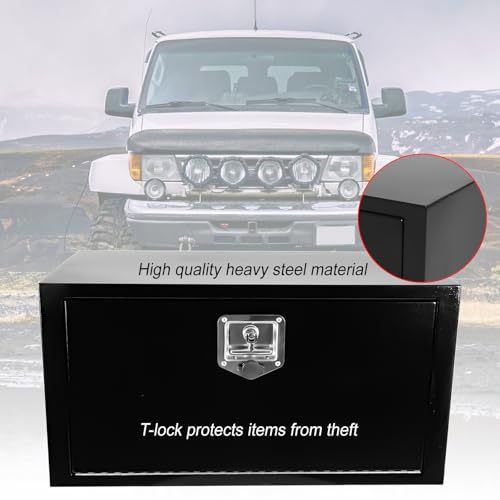 Steel Underbody Truck Tool Box ,Storage Organizer Toolbox with Key & Lock | Waterproof Tongue Box for Storage with Smooth Surface for Truck, Pickup, RV, Trailer - Black, 30" x 14" x 16" - size: 30" x 14" x 16"