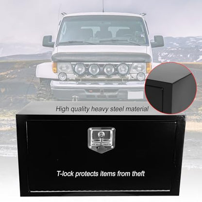 Steel Underbody Truck Tool Box ,Storage Organizer Toolbox with Key & Lock | Waterproof Tongue Box for Storage with Smooth Surface for Truck, Pickup, RV, Trailer - Black, 30" x 14" x 16" - size: 30" x 14" x 16"