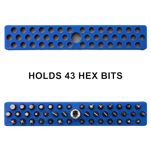 Mayouko 6PCS 1/4" Magnetic Hex Bit Holder Rack Organizer, 258 Holes, 1/4-Inch Drill Bit Holder, 6 Racks, Magnetic Bit Holder with Magnet Base for Screwdriver Bits - color: Red-2packs,blue-2packs,orange,green