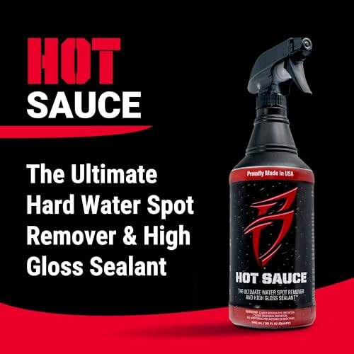 Bling Sauce Hot Sauce Hard Water Spot Remover with Wax Sealants, 1 Gallon | Hard water spot remover cleans without stripping wax, adds glossy sealants and works on boats, RVs, autos and glass - size: 128 Fl Oz (Pack of 1)