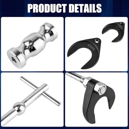 Clatoon Inner CV Axle Puller Tool with 5/8"-18 Slide Hammer | Axle Removal Tool with 63mm 48mm CV Joint Fork Adapter, Puller Set for Front Wheel Drive Bearing Joint Extraction
