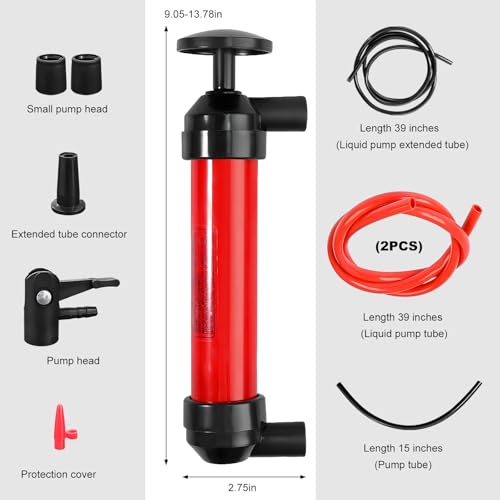 Car Siphon Fluid Transfer Pump, Multi-Use Hand Fuel Pumps Liquid Extractor Tool, Universal Portable Manual Fluid Extractor Pump Kit for Gas Oil & Liquids, Car Accessories